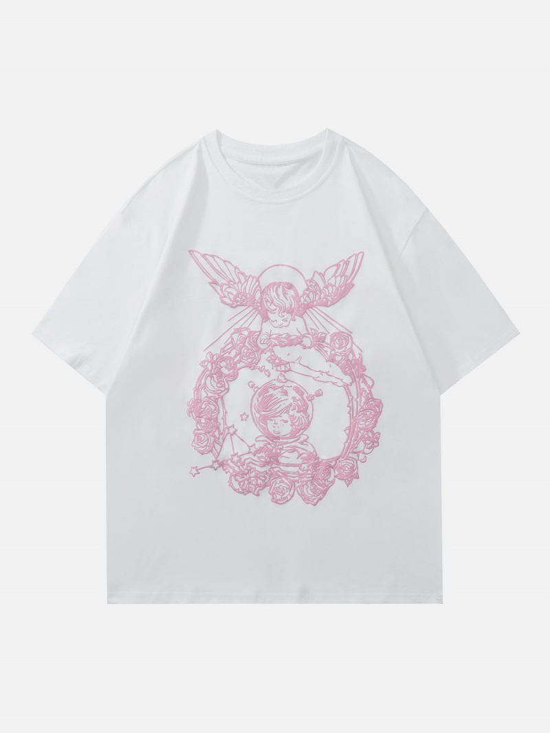 T Shirts Aelfric Eden Vintage Angel Print Tee Rouge | ZGG-26794159